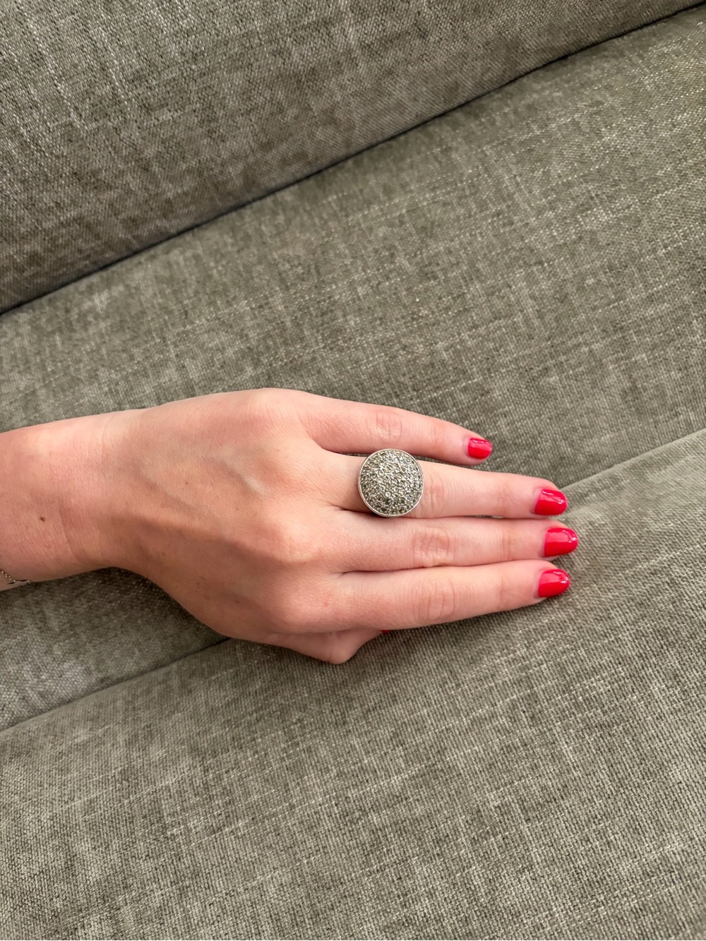 Silver Tone Pave Crystal Ring